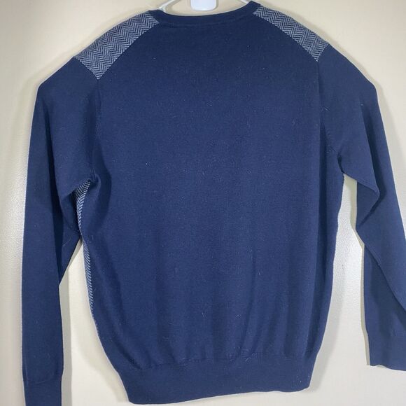 Peter Millar Crown Mens Large Sweater V-Neck Merino Wool Herringbone Raglan - Picture 6 of 11